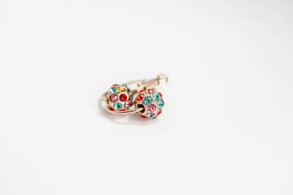 Pendientes Oro Con Piedras Colores —  Fotos de Stock