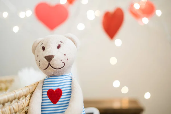 little teddy bear with heart, st valentine\'s day decorations.