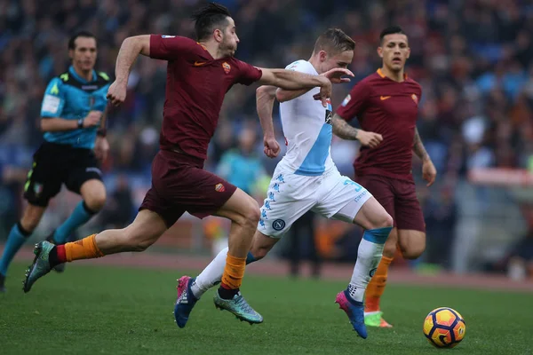 Serie A Ligi maç olarak Roma Rakip Napoli — Stok fotoğraf