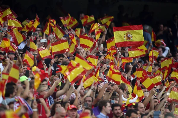Spain supporters on tribune — Stock Photo, Image