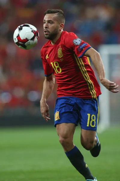 Jordi Alba em ação durante o jogo — Fotografia de Stock