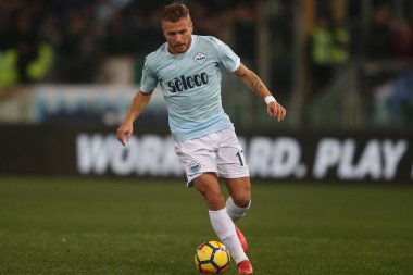 Rome, İtalya - 4 Şubat 2018: Eylem maç Lazio rakip Genoa Roma Stadio Olimpico sırasında hareketsiz