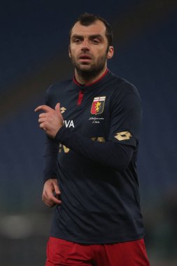 Rome, İtalya - 4 Şubat 2018: Pandev maç Lazio rakip Genoa Roma Stadio Olimpico sırasında eylem