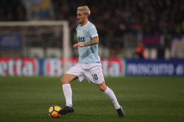 Rome, İtalya - 19 Şubat 2018: Luis Alberto Lazio vs Verona Roma Stadio Olimpico maç sırasında eylem