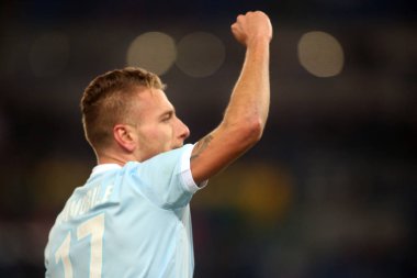 Roma, İtalya - 19th Şubat 2018: Ciro hareketsiz golü ve maç sırasında Lazio vs Verona Roma Stadio Olimpico kutlamak