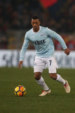 Rome, İtalya - 4 Şubat 2018: Nani maç Lazio rakip Genoa Roma Stadio Olimpico sırasında eylem
