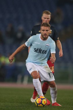 Rome, İtalya - 4 Şubat 2018: Eylem maç Lazio rakip Genoa Roma Stadio Olimpico sırasında hareketsiz