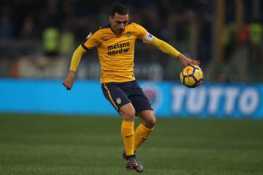 Rome, İtalya - 19 Şubat 2018: Caracciolo maç Lazio vs Verona Roma Stadio Olimpico sırasında eylem