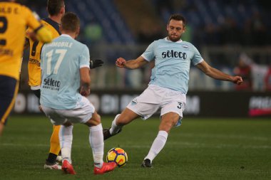 Rome, İtalya - 19 Şubat 2018: De Vrij maç Lazio vs Verona Roma Stadio Olimpico sırasında eylem