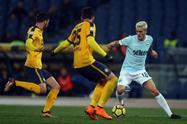 Rome, İtalya - 19 Şubat 2018: Luis Alberto maç Lazio vs Verona Roma Stadio Olimpico sırasında eylem