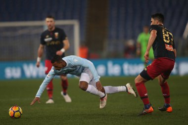 Rome, İtalya - 4 Şubat 2018: Nani maç Lazio rakip Genoa Roma Stadio Olimpico sırasında eylem