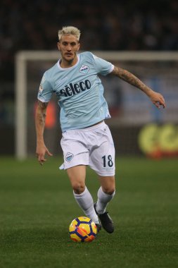 Rome, İtalya - 19 Şubat 2018: Luis Alberto Lazio vs Verona Roma Stadio Olimpico maç sırasında eylem