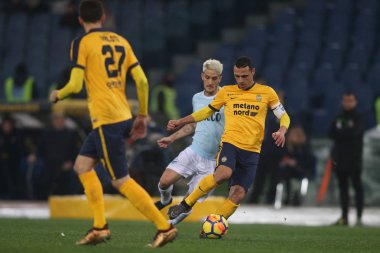 Rome, İtalya - 19 Şubat 2018: Luis Alberto Lazio vs Verona Roma Stadio Olimpico maç sırasında eylem