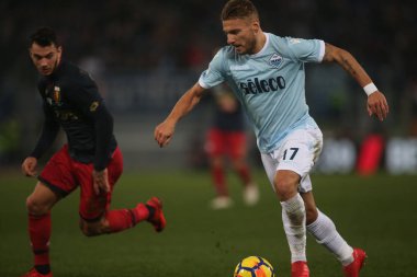 Rome, İtalya - 4 Şubat 2018: Eylem maç Lazio rakip Genoa Roma Stadio Olimpico sırasında hareketsiz