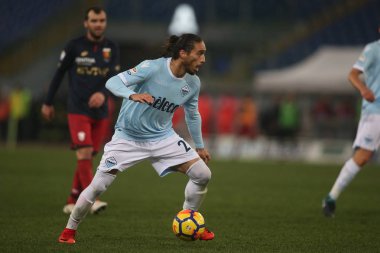 Rome, İtalya - 4 Şubat 2018: Caceres maç Lazio rakip Genoa Roma Stadio Olimpico sırasında eylem