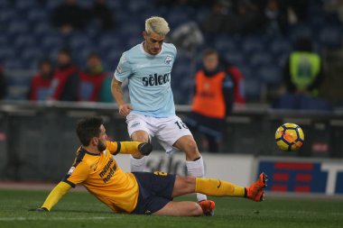 Rome, İtalya - 19 Şubat 2018: Luis Alberto Lazio vs Verona Roma Stadio Olimpico maç sırasında eylem