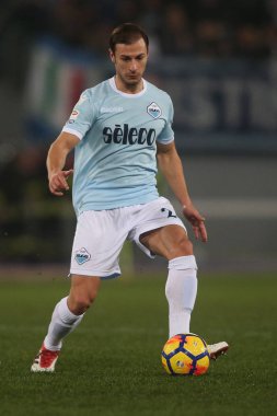 Rome, İtalya - 4 Şubat 2018: Perin maç Lazio rakip Genoa Roma Stadio Olimpico sırasında eylem