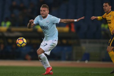 Roma, İtalya - 19th Şubat 2018: Ciro hareketsiz golü ve maç sırasında Lazio vs Verona Roma Stadio Olimpico kutlamak