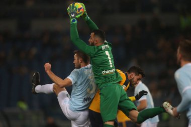 Rome, İtalya - 19 Şubat 2018: Nicolas maç Lazio vs Verona Roma Stadio Olimpico sırasında eylem