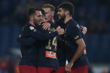 Rome, İtalya - 4 Şubat 2018: Genoa Roma Stadio Olimpico Lazio rakip Genoa maçında zaferini kutluyor