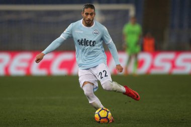Rome, İtalya - 4 Şubat 2018: Caceres maç Lazio rakip Genoa Roma Stadio Olimpico sırasında eylem