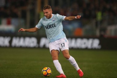 Rome, İtalya - 4 Şubat 2018: Eylem maç Lazio rakip Genoa Roma Stadio Olimpico sırasında hareketsiz