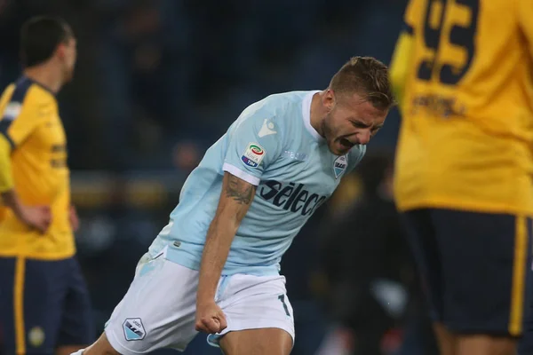 Roma Italia Febbraio 2018 Ciro Immobile Porta Festeggia Durante Partita — Foto Stock