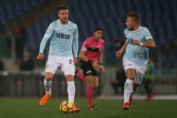 Rome Italie Février 2018 Milinkovic Action Pendant Match Lazio Verona — Photo