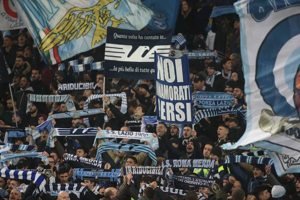 Rome Italië Februari 2018 Lazio Curva Nord Actie Tijdens Wedstrijd — Stockfoto