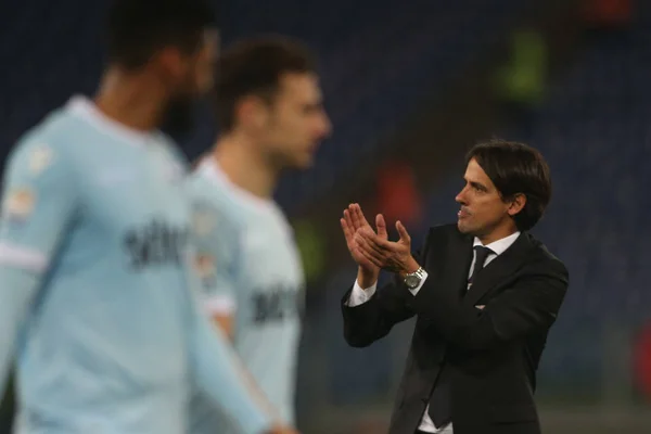 Řím Itálie Února 2018 Simone Inzaghi Akci Během Zápas Lazio — Stock fotografie