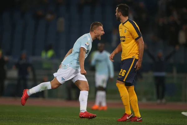 Roma Italia Febbraio 2018 Ciro Immobile Porta Festeggia Durante Partita — Foto Stock