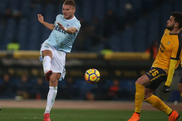 Rome Italie Février 2018 Ciro Immobile Marque Célèbre Pendant Match — Photo