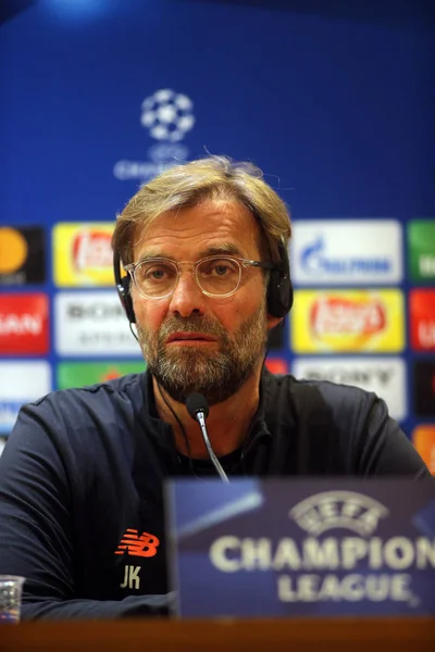 Rome Italië Mei 2018 Jurgen Klopp Tijdens Persconferentie Voordat Uefa — Stockfoto