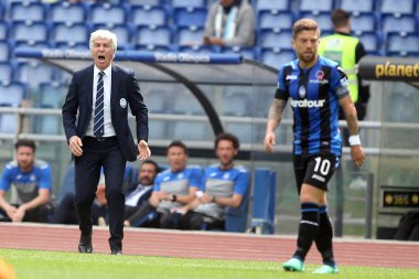 Rome, İtalya - 06 Mayıs 2018: Stadio Olimpico, Roma, İtalya. Serie A. Ss Lazio vs Atalanta. Gasperini eylem sırasında Serie A futbol maç Lazio vs Atalanta Roma Stadio Olimpico