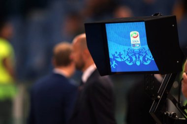 Rome, İtalya - 13 Mayıs 2018: Serie A. Rakip Fc Juventus. Serie A futbol sırasında eylem var maç olarak Roma Rakip Juventus Roma Stadio Olimpico