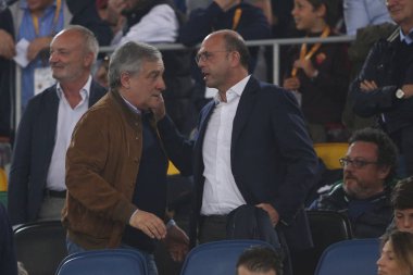 13.05.2018. Stadio Olimpico, Roma, İtalya. Serie A. Roma vs Fc Juventus.Angelino Alfano ve Antonio Tajani Serie A futbol sırasında Roma olarak rakip Juventus Roma Stadio Olimpico maç.