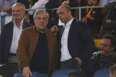 13.05.2018. Stadio Olimpico, Roma, İtalya. Serie A. Roma vs Fc Juventus.Angelino Alfano ve Antonio Tajani Serie A futbol sırasında Roma olarak rakip Juventus Roma Stadio Olimpico maç.