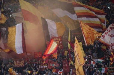 13.05.2018. Stadio Olimpico, Roma, İtalya. Serie A. Rakip Fc Juventus. Serie A futbol sırasında eylem olarak Roma Sud Curva destekçileri olarak Roma vs Roma Stadio Olimpico Juventus maç