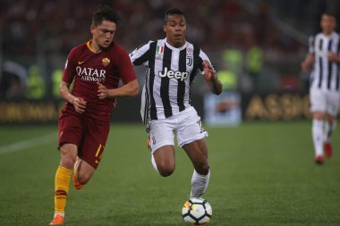 13.05.2018. Stadio Olimpico, Roma, İtalya. Serie A. Roma vs Fc Juventus.Under ve Alex Sandro Serie A futbol sırasında eylem olarak Roma Rakip Juventus Roma Stadio Olimpico maç.