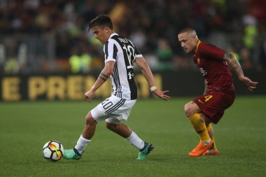13.05.2018. Stadio Olimpico, Roma, İtalya. Serie A. Roma vs Fc Juventus.Paulo Dybala Serie A futbol sırasında eylem olarak Roma Rakip Juventus Roma Stadio Olimpico maç.