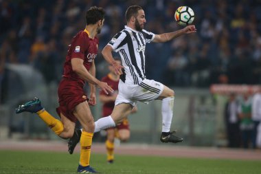 13.05.2018. Stadio Olimpico, Roma, İtalya. Serie A. Roma vs Fc Juventus.Higuain Serie A futbol sırasında eylem olarak Roma Rakip Juventus Roma Stadio Olimpico maç.