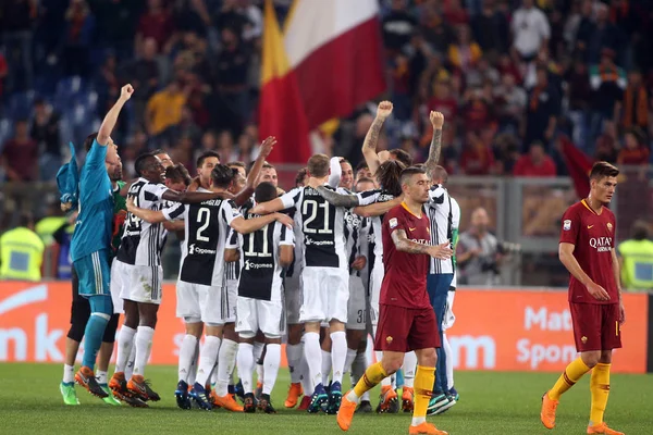 2018 Ολυμπιακό Στάδιο Ρώμη Ιταλία Serie Ρομά Juventus Juventus Γιορτάζει — Φωτογραφία Αρχείου