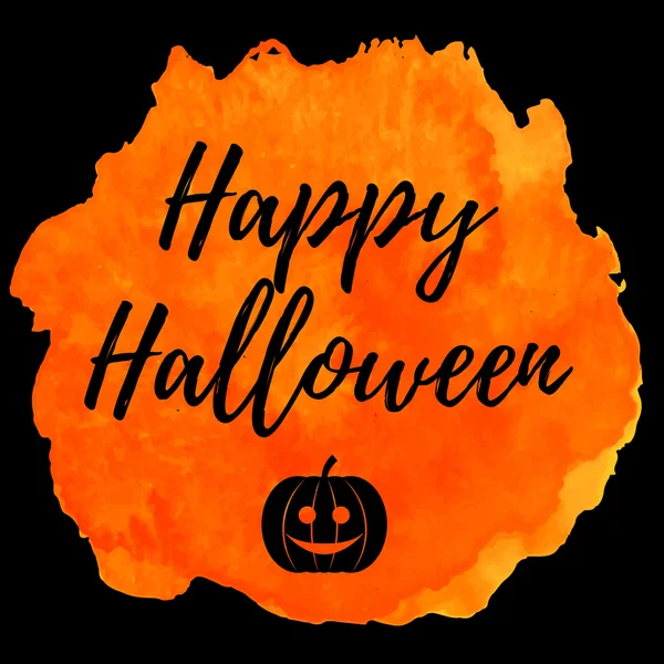 芸術的な幸せなハロウィーン ベクター バナー水彩風のかぼちゃの黒とオレンジを基調に — ストックベクタ