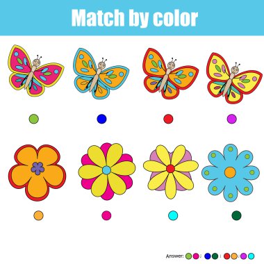 Eğitici bir oyun eşleşen çocuk, renk ile Eşle