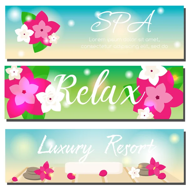 Spa horizontale Banner. Schönheitssalon, Werbung für Luxushotels — Stockvektor