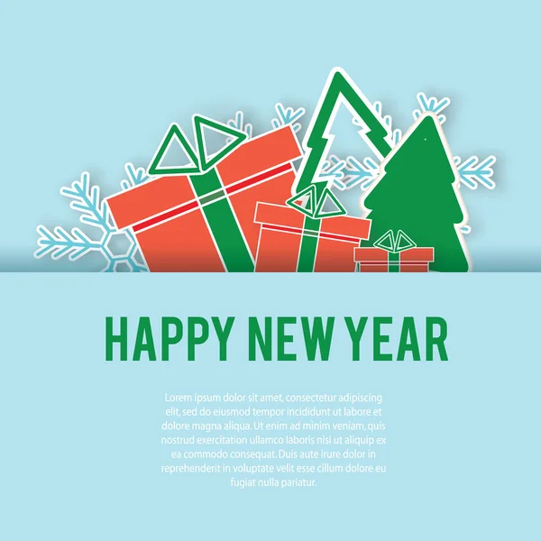 幸せな新年のグリーティング カード、背景ベクトル デザイン テンプレート — ストックベクタ