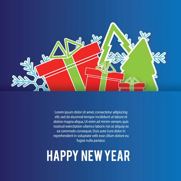 幸せな新年のグリーティング カード、背景ベクトル デザイン テンプレート — ストックベクタ