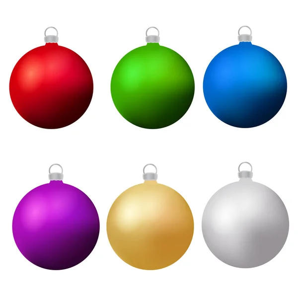 Clásico conjunto de bolas de Navidad. Aislado año nuevo baubles elementos de diseño. Ilustración vectorial — Vector de stock