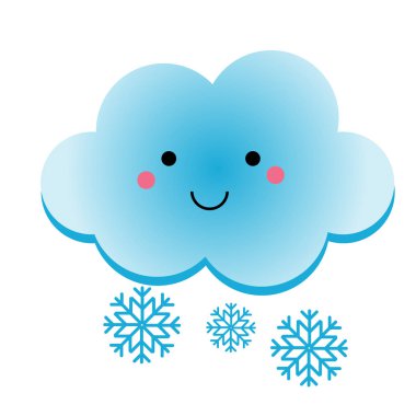 Şirin kawaii kar clowd karakter. Vektör çizim çocuklar, izole tasarım öğesi için