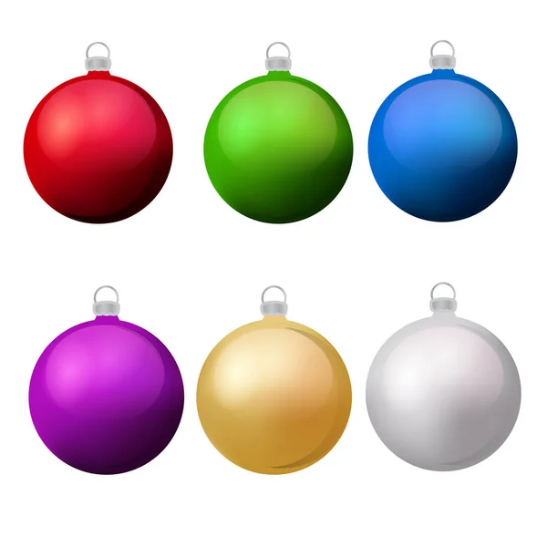 Classic christmas balls with glance set. Isolated new year baubles design elements. Vector illustration — Stock Vector